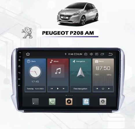 Poste Radio Android sur mesure pour Peugeot 208 (2012-2021)